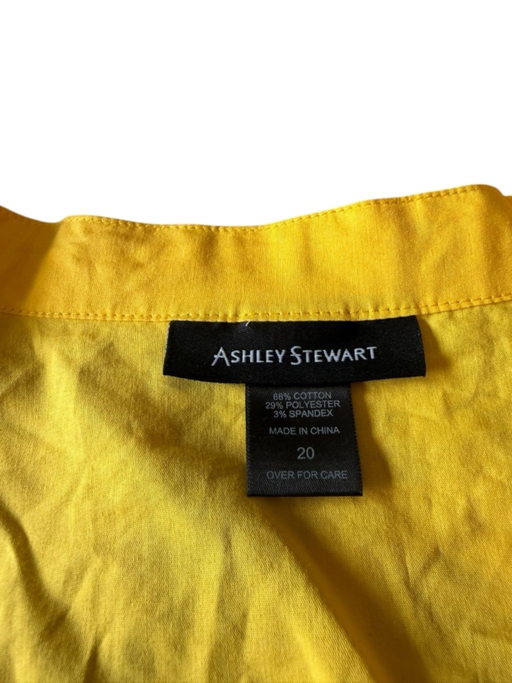 Ashley Stewart Peplum Top  Stretch Short Sleeve Zip Front Bright Yellow Size 20 - Picture 9 of 10